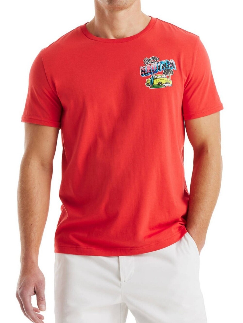 NWT Men's Nautica Beach Vibe Graphic T-Shirt in Rose Coral Size L
